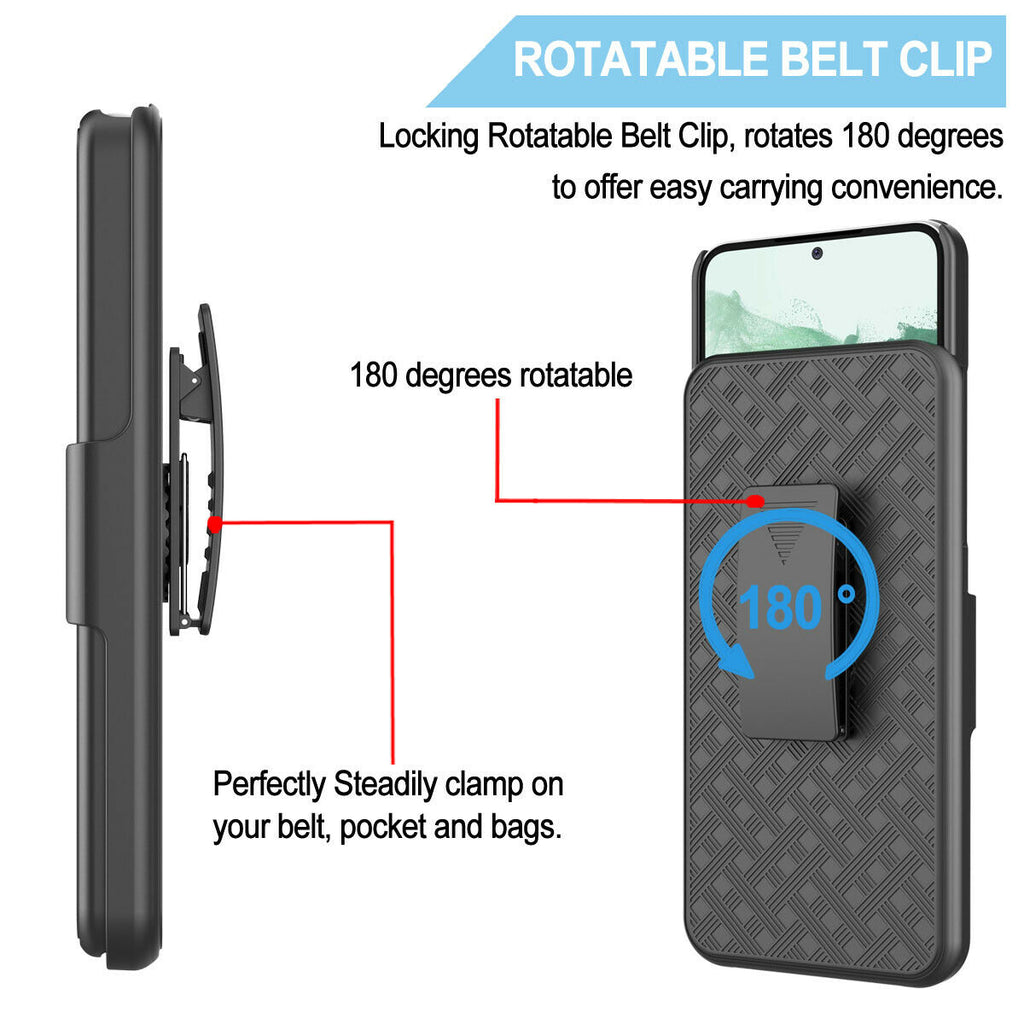 Belt Clip Case and 3 Pack Screen Protector , Anti-Glare Kickstand Cover TPU Film Swivel Holster - AWA84+3Z39