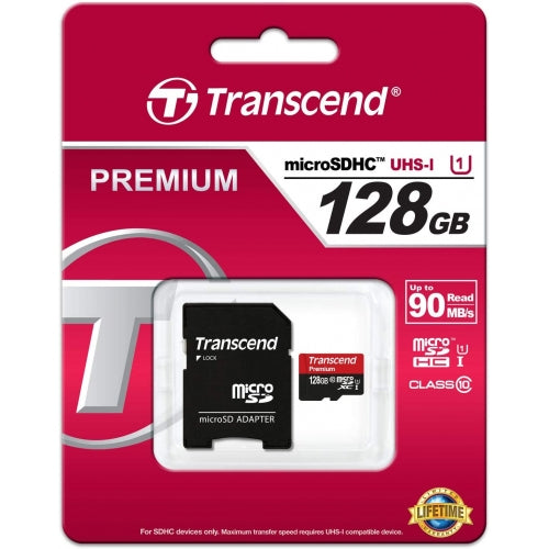 128GB Memory Card, Class 10 MicroSD High Speed Transcend - AWV25