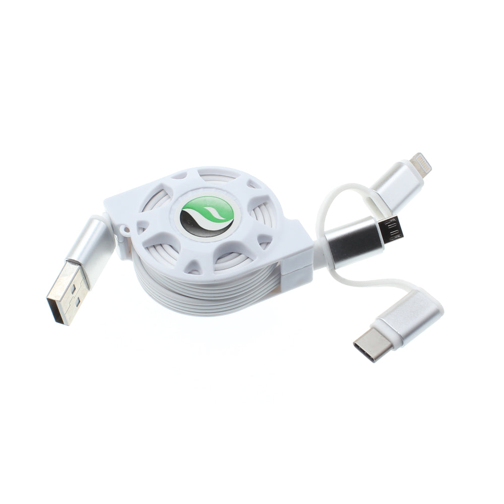 USB Cable, Cord Power Charger Retractable - AWR29