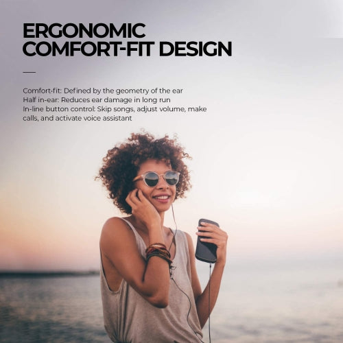 Wired Earphones, Headset Handsfree Mic Headphones Hi-Fi Sound - AWK46