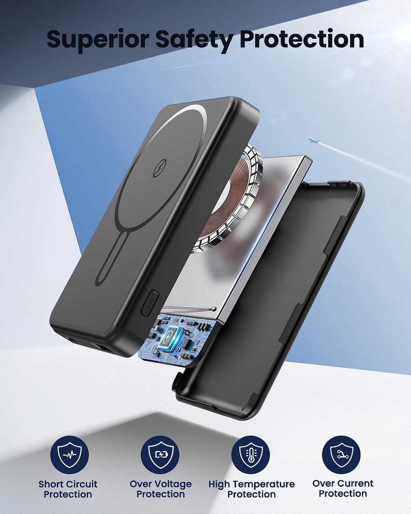 10000mAh 22.5W Power Bank,  Slim Portable Charger Backup Battery Magnetic Wireless Charging   - AWF77 2336-4