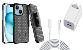 Belt Clip Case and Fast Home Charger Combo,  Kickstand Cover 6ft Long USB-C Cable PD Type-C Power Adapter Swivel Holster  - AWZ97+G87 2009-1