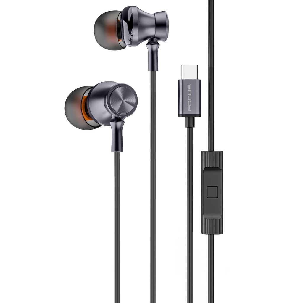 Wired TYPE-C Earphones,  Headset w Mic Magnetic Headphone USB-C Earbuds  - AWC96 2575-1