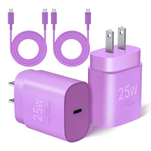 Load image into Gallery viewer, Purple 2 Pack 25W Fast Home Charger,  Power Quick 6ft and10ft USB-C Cable PD Type-C  - AWXW234 2590-1