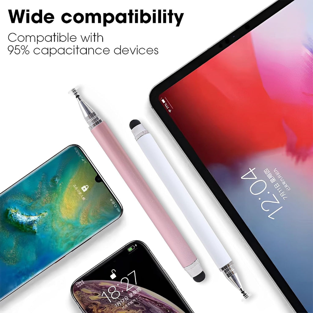 3 Pcs Stylus,  Black, White, Rose Gold Plastic  Lightweight Touch Screen Pen   - AWXW260 2621-5
