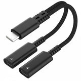 USB-C Port Splitter Earphone Adapter, 2-in-1 Converter Headphone Audio Jack Adaptor TYPE-C Charging Port - AWP23