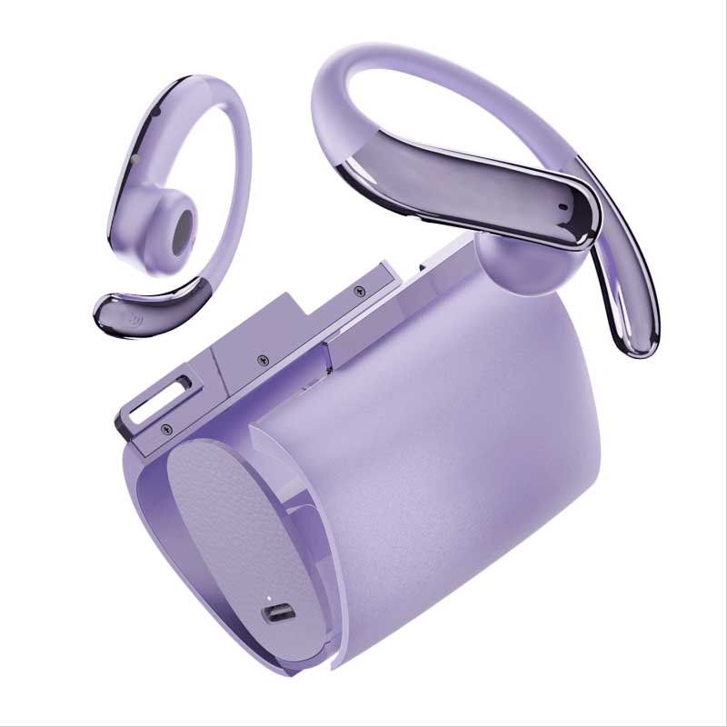 Wireless Ear-hook OWS Earphones,  Charging Case  True Stereo Over the Ear Headphones  Purple Bluetooth Earbuds  - AWY88 2293-1