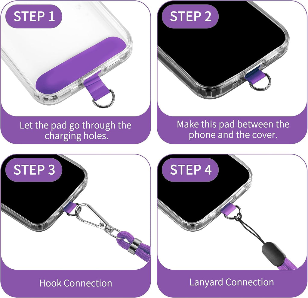 Purple 2 Pack Phone Lanyard ,  For Phone Cases  1 Pcs Wrist Straps 1 Pcs Neck Straps Adjustable Holder  - AWXW274 2635-3