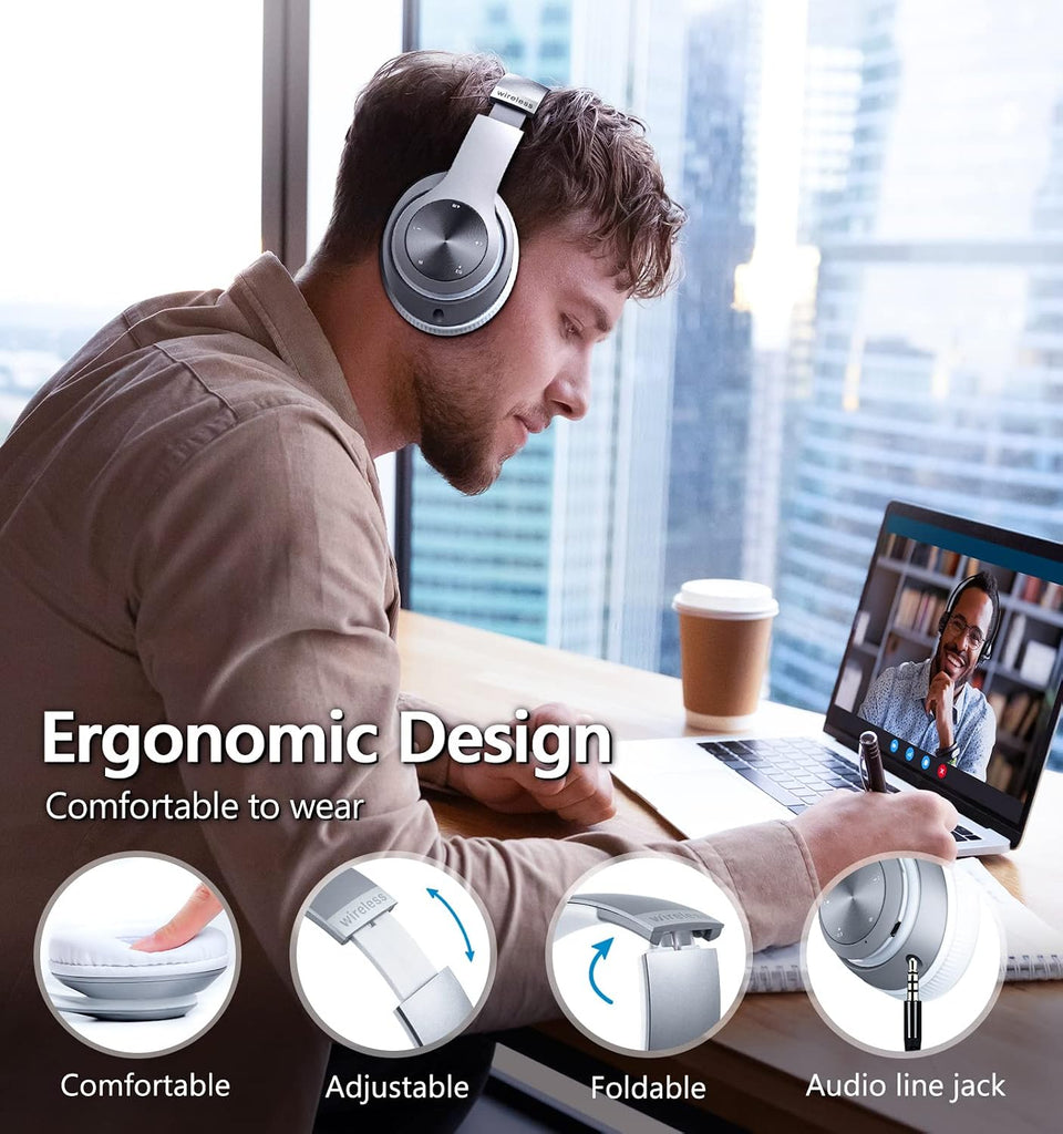 Wireless Headphones,  Earphones w Mic Headset Foldable  - AWXW130 2478-3
