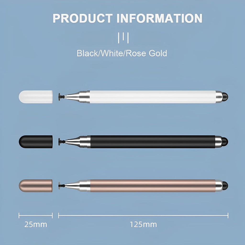 3 Pcs Stylus,  Black, White, Rose Gold Plastic  Lightweight Touch Screen Pen   - AWXW260 2621-7