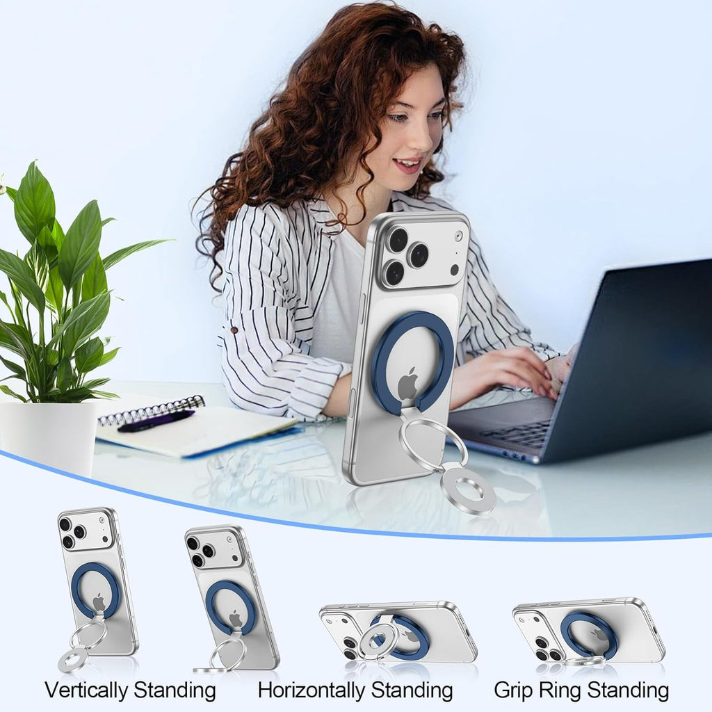 Metal Magnetic Ring Phone Holder ,  Desk Stand Folding Kickstand Blue  - AWXW218 2568-7