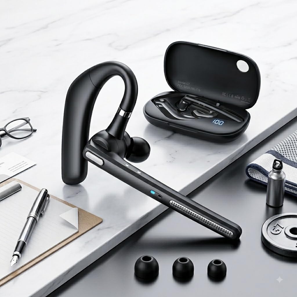Wireless Earphone,  Single Handsfree Headphone Boom Mic Ear-hook  - AWXW217 2567-4