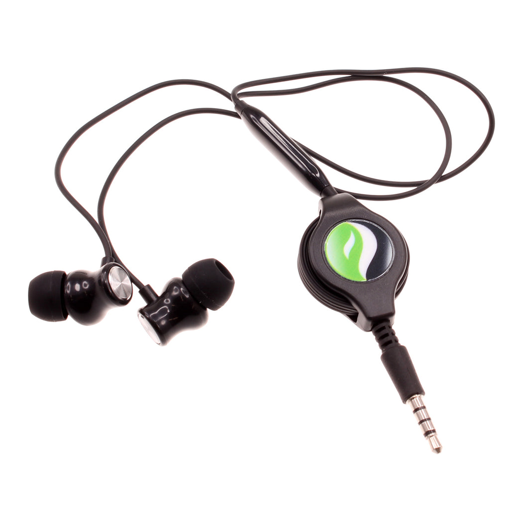 Retractable Earphones,  3.5mm w Mic Earbuds Hands-free  Headphones  - AWD51 2328-1