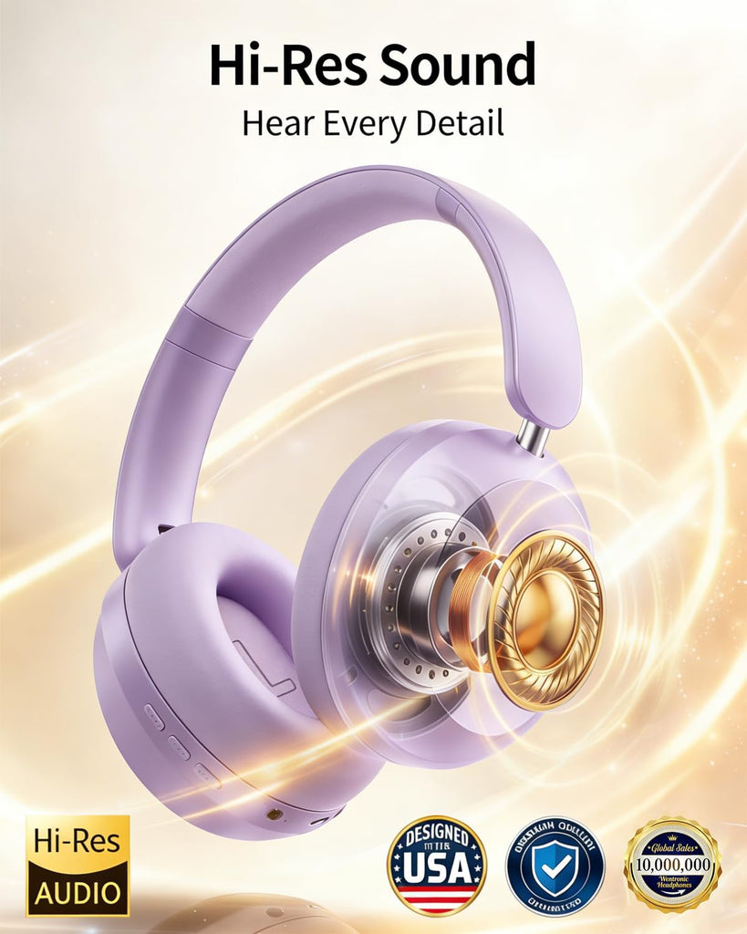 Purple Wireless Headphones ,  Earphones w Mic Headset Foldable  - AWXW268 2629-3