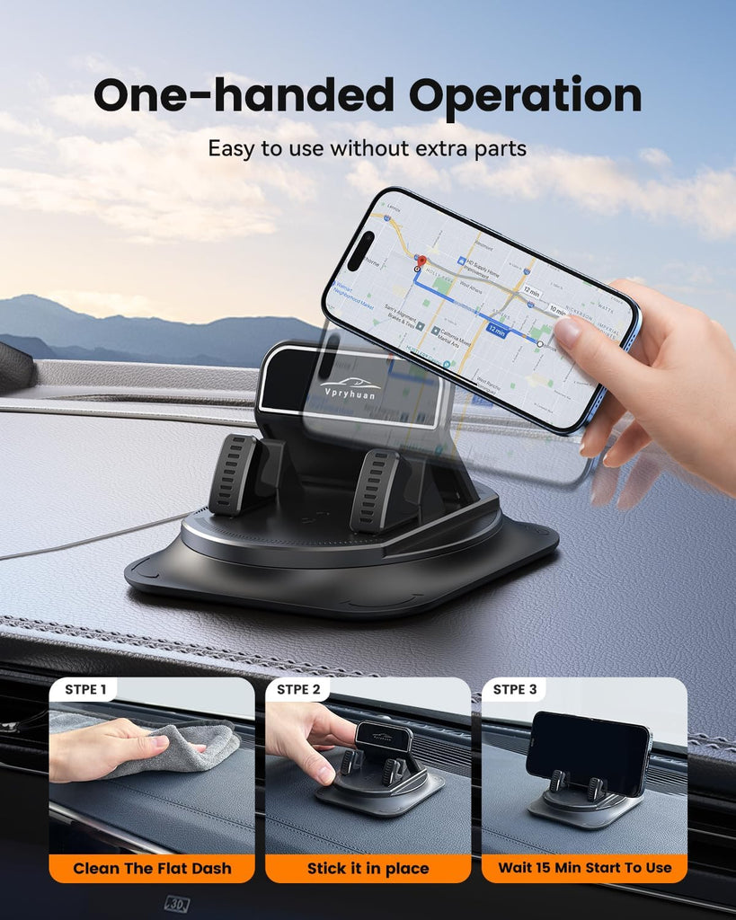 Car Mount,  One-Hand Operation Holder 360 Degree Rotation Dashboard Non-Slip  - AWXW201 2551-4