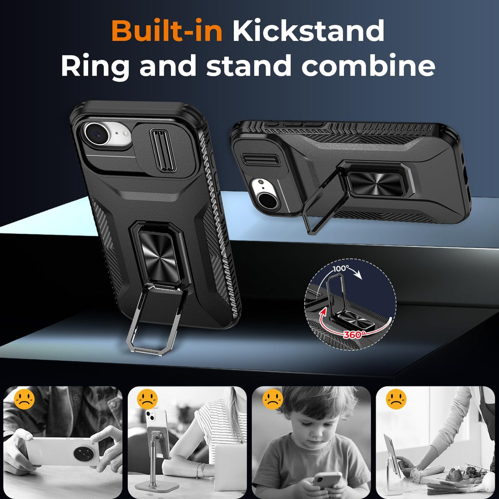 Hybrid Case Cover,  Shockproof Kickstand Lens Protects Metal Ring  - AWXW107 2449-4