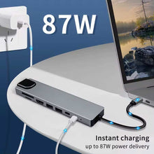 Load image into Gallery viewer, HDMI TV Adapter,  Card Reader TYPE-C PD Charger RJ45 Ethernet Port  8-in-1 USB-C Hub  - AWZ87 2211-7