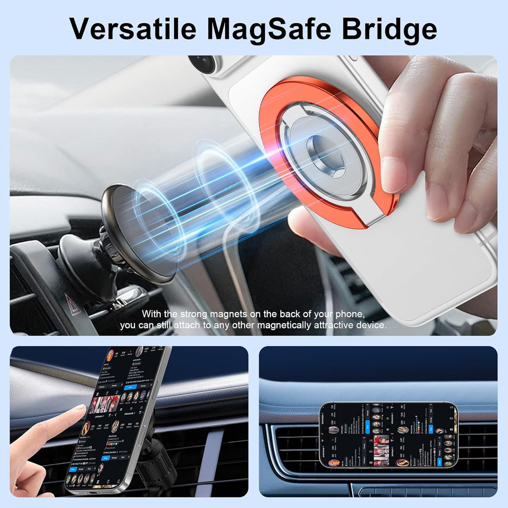 Metal Magnetic Ring Phone Holder ,  Desk Stand Folding Kickstand Orange  - AWXW219 2569-3