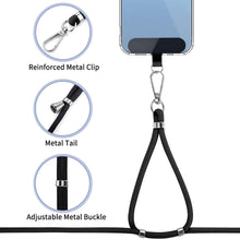 Load image into Gallery viewer, Black 2 Pack Phone Lanyard,  For Phone Cases 1 Pcs Wrist Straps 1 Pcs Neck Straps Holder Adjustable  - AWXW273 2634-4