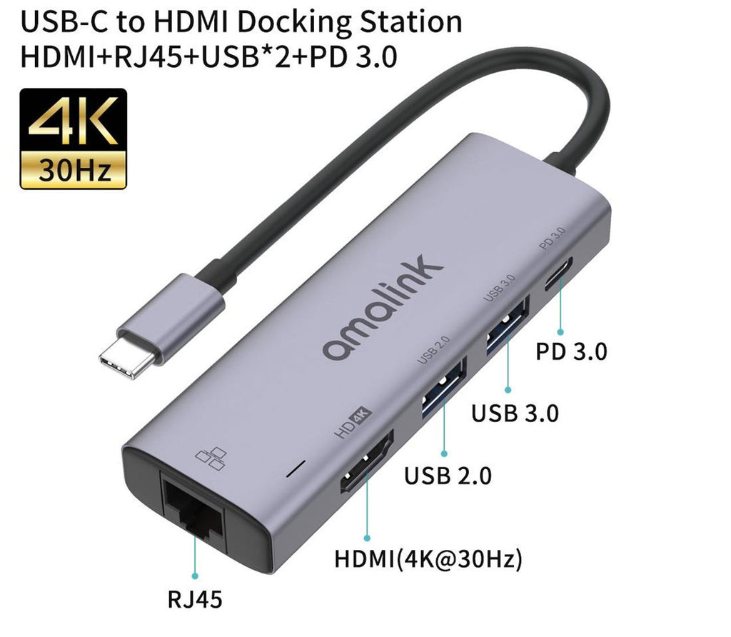 5-in-1 Adapter USB-C Hub ,   TV Video Hub   Charger Port   RJ45 Network Port   HDTV HDMI   - AWR78 2012-5