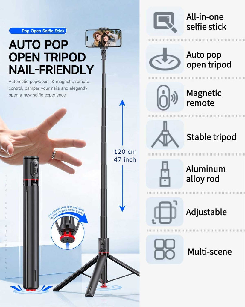 Tripod Selfie Stick,  Built-in Remote Shutter Monopod Wireless  - AWV91 2332-2