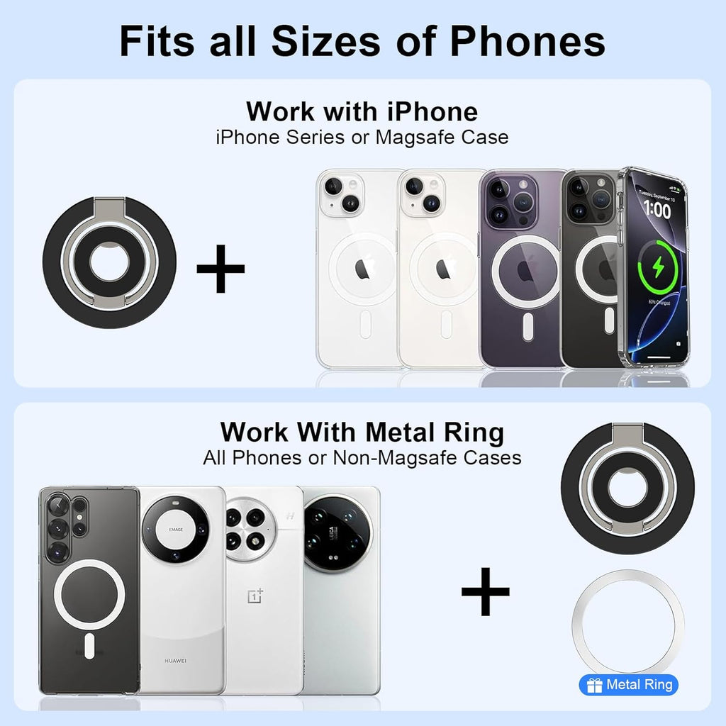 Metal Magnetic Ring Phone Holder ,  Black Desk Stand Folding  Kickstand  - AWXW215 2565-6