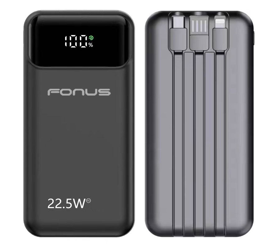  10000mAh Power Bank ,  Built-in Cable  Portable Charger  Backup Battery  22.5W PD Fast Charge  - AWG38 2037-5