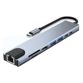 HDMI TV Adapter,  Card Reader TYPE-C PD Charger RJ45 Ethernet Port  8-in-1 USB-C Hub  - AWZ87 2211-1