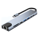 HDMI TV Adapter, Card Reader TYPE-C PD Charger RJ45 Ethernet Port 8-in-1 USB-C Hub - AWZ87