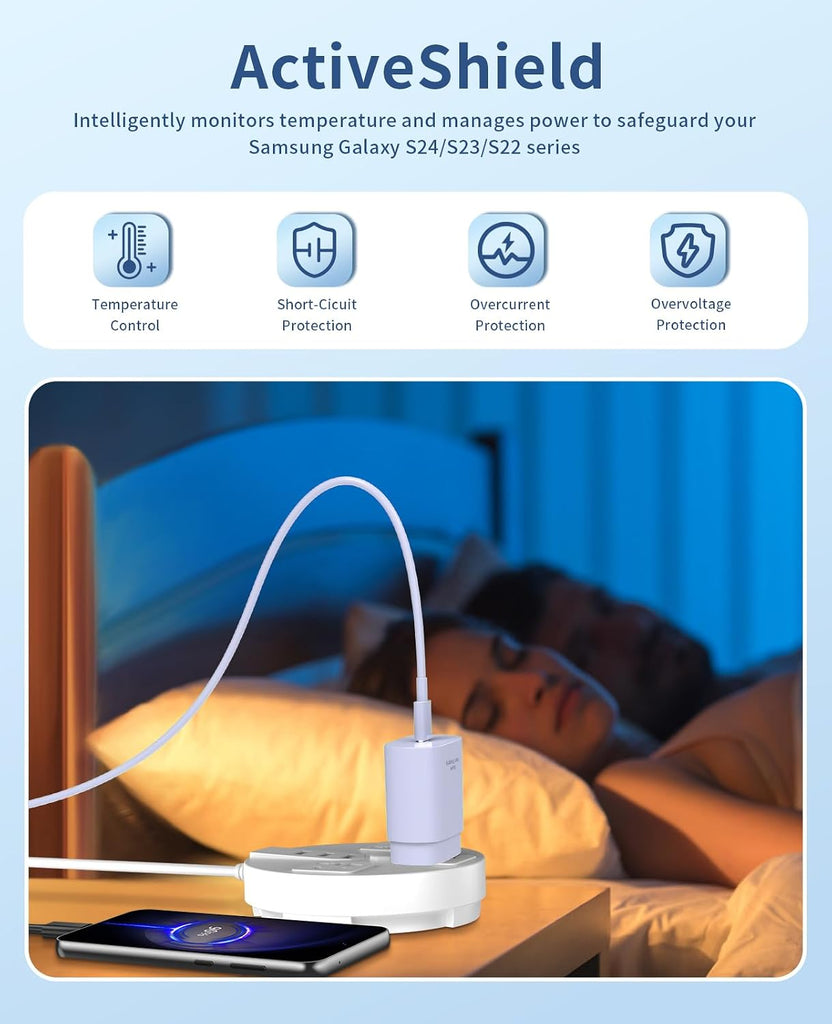 Purple 2 Pack 25W Fast Home Charger,  Power Quick 2 Pack 6ft USB-C Cable PD Type-C  - AWXW189 2538-6