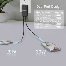 Load image into Gallery viewer, 45W Wall Charger,  Adapter Power 2 USB-C Port Adaptive Fast  - AWXW191 2541-4