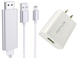 USB to HDMI HDTV Adapter, Charger Port Cord Audio Video Wire Fast Charger TV AV Cable - AWD40+G01
