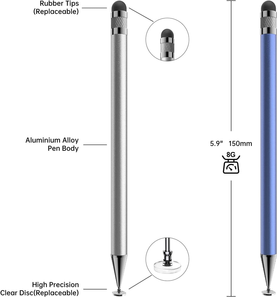 5 Pcs Stylus,  Alloy Lightweight Silicone Tip Touch Screen Pen  - AWXW265 2626-2