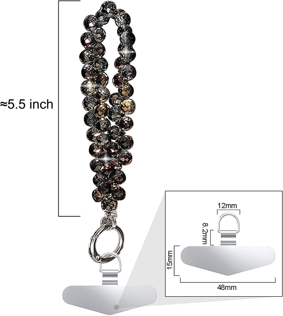 Beaded Phone Lanyard,  Black For Phone Cases  Wrist Strap  - AWXW281 2642-2