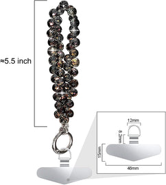 Beaded Phone Lanyard,  Black For Phone Cases  Wrist Strap  - AWXW281 2642-2