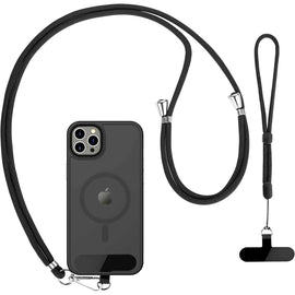 Black 2 Pack Phone Lanyard,  For Phone Cases 1 Pcs Wrist Straps 1 Pcs Neck Straps Holder Adjustable  - AWXW273 2634-1