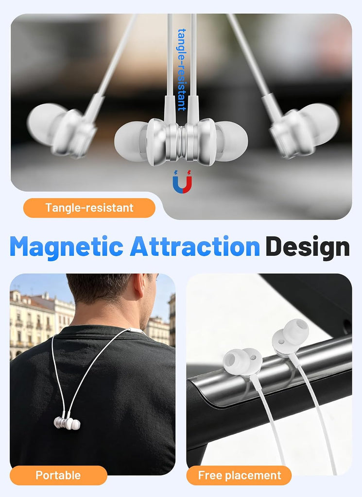 Wired TYPE-C Earphones,  Headset w Mic Magnetic Headphone USB-C Earbuds  - AWA55 2573-3