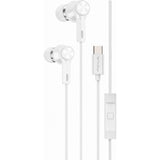 White Wired TYPE-C Earphones, Headset w Mic Magnetic Headphone USB-C Earbuds - AWA14
