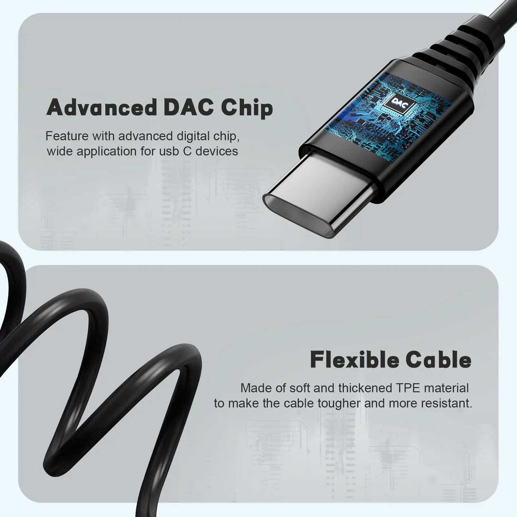 USB-C Retractable Earphones,  TYPE-C w Mic Earbuds Hands-free Headphones  - AWC63 2329-3