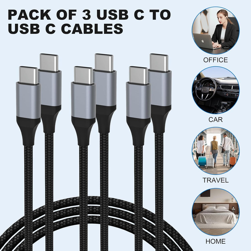 6 Pack PD USB-C Cables ,  Power Wire Cord Fast Charge 3 Pack 3ft and 3 Pack 6ft   - AWXW199 2549-2