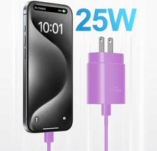 Load image into Gallery viewer, Purple 2 Pack 25W Fast Home Charger,  Power Quick 6ft and10ft USB-C Cable PD Type-C  - AWXW234 2590-2