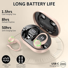 Load image into Gallery viewer, Pink Wireless Ear-hook Earphones,  Charging Case True Stereo Over the Ear Headphones Bluetooth Earbuds  - AWXW267 2628-3