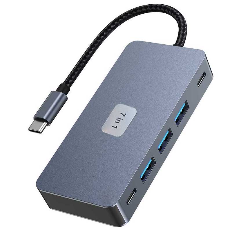 2 Port HDMI TV Adapter,  Projector Converter  Audio Video TYPE-C PD Charger 7-in-1 USB-C Hub  - AWZ88 2212-1