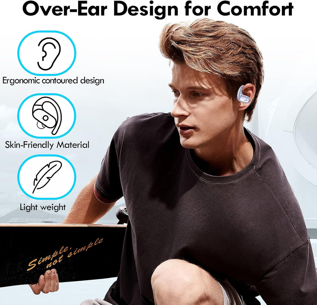 Wireless Ear-hook Earphones,  Charging Case True Stereo Over the Ear Headphones Bluetooth Earbuds  - AWXW143 2492-3