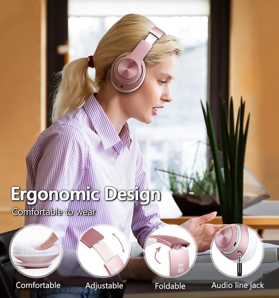 Wireless Headphones,  Earphones w Mic Headset Foldable  - AWXW129 2477-3