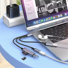Load image into Gallery viewer, 3-in-1 USB-C Splitter Earphone Adapter,  MicroSD Slot 3-in-1 Converter  Memory Card Reader TYPE-C Charging Port  - AWP27 2306-4