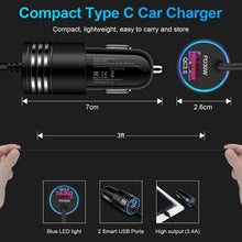 Load image into Gallery viewer, 48W Fast Car Charger,  Extra USB Port Straight Type-C Cable Power Adapter USB-C  - AWXW238 2594-5