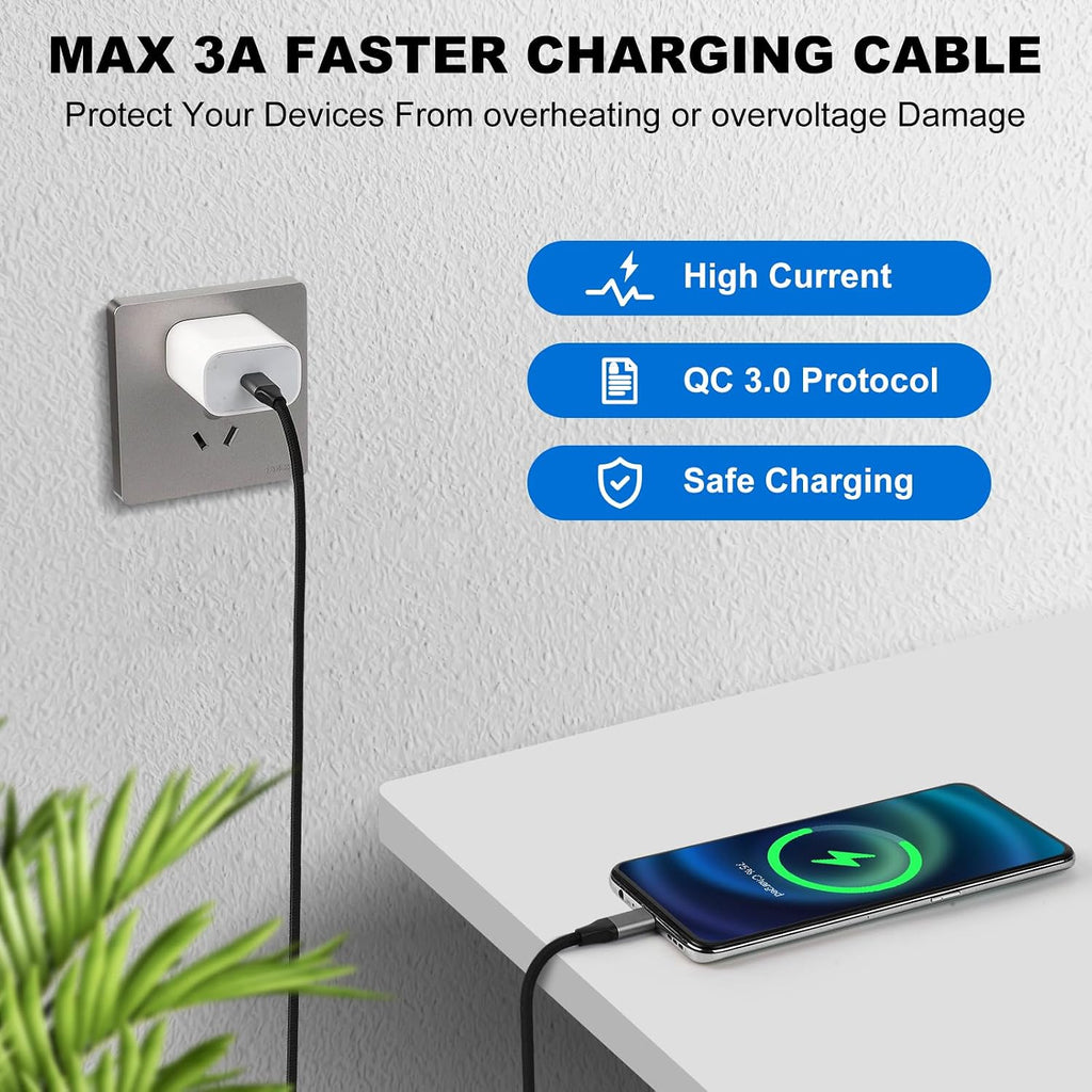 6 Pack PD USB-C Cables ,  Power Wire Cord Fast Charge 3 Pack 3ft and 3 Pack 6ft   - AWXW199 2549-4
