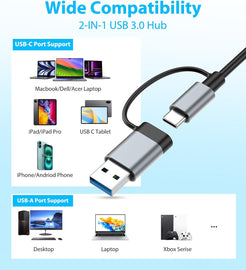 8-in-1 USB-C Adapter,  Port Converter Multiport Splitter Memory Card Reader USB-A to TYPE-C Hub  - AWUH01 2301-2