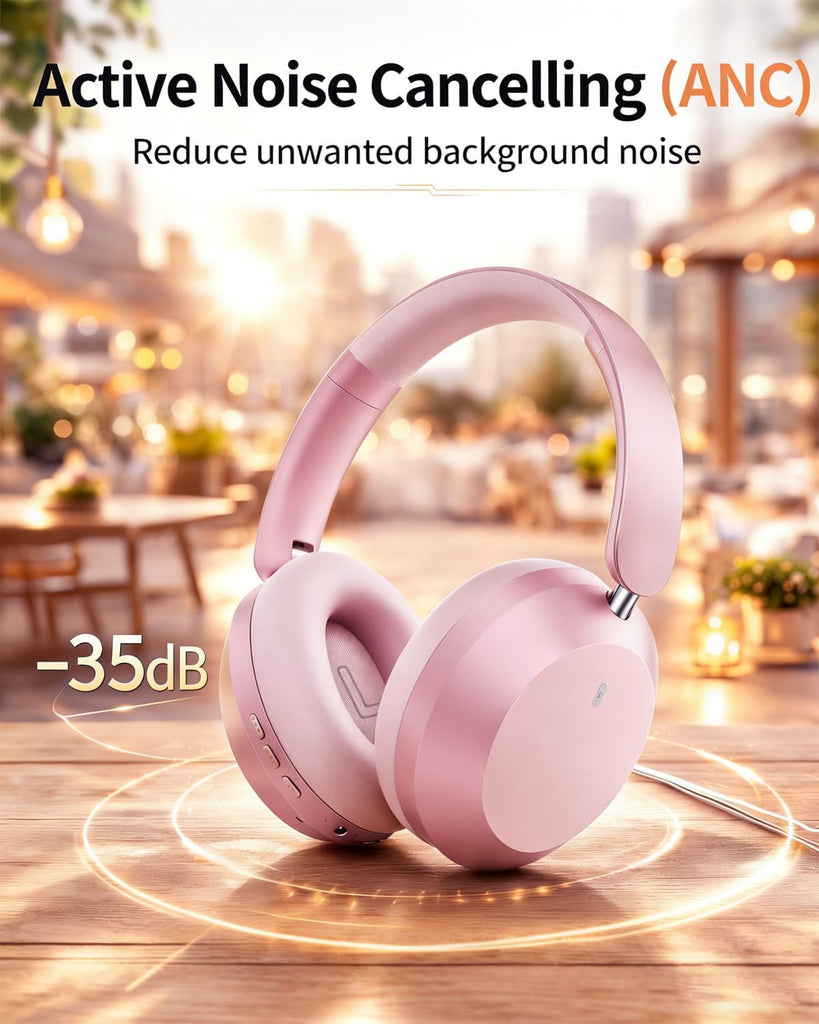 Pink Wireless Headphones,  Earphones w Mic Headset Foldable  - AWXW269 2630-2